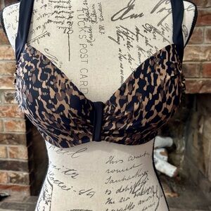 Panache Black and Brown Swim Bra with Underwire Support